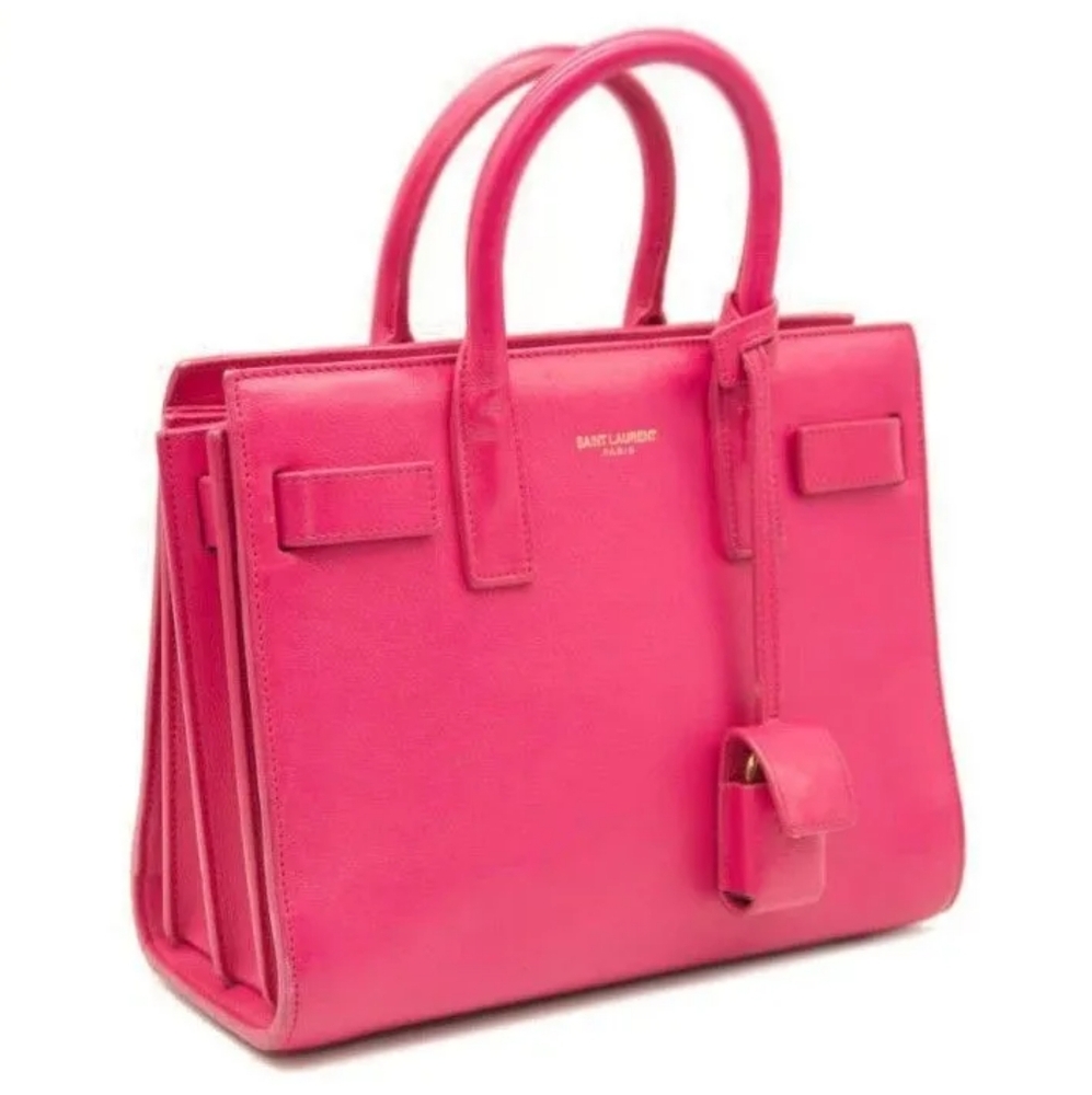SAINT LAURENT Calfskin Sac De Jour Nano in Bubblegum $2650